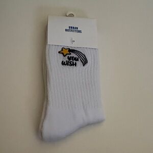 Urban Outfitters White Socks with Shooting Star Design